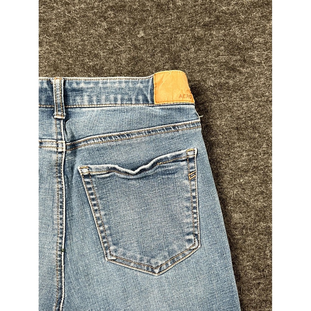 Aero Jeans Womens 2 Blue Denim Cotton Stretch Distressed High Rise Jegging - Picture 8 of 10